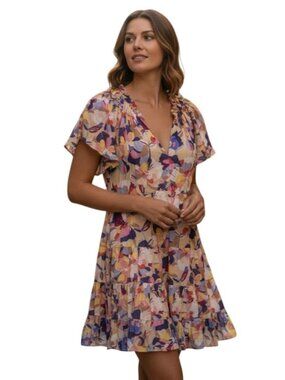 Caballero Anthropologie Multicolor Floral V-neck dress NWOT - Size M